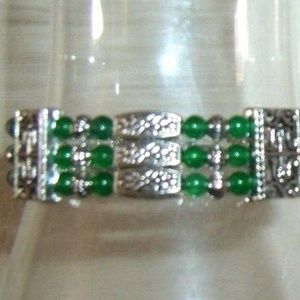 Vintage Beaded Silver Chain extension Bracelet